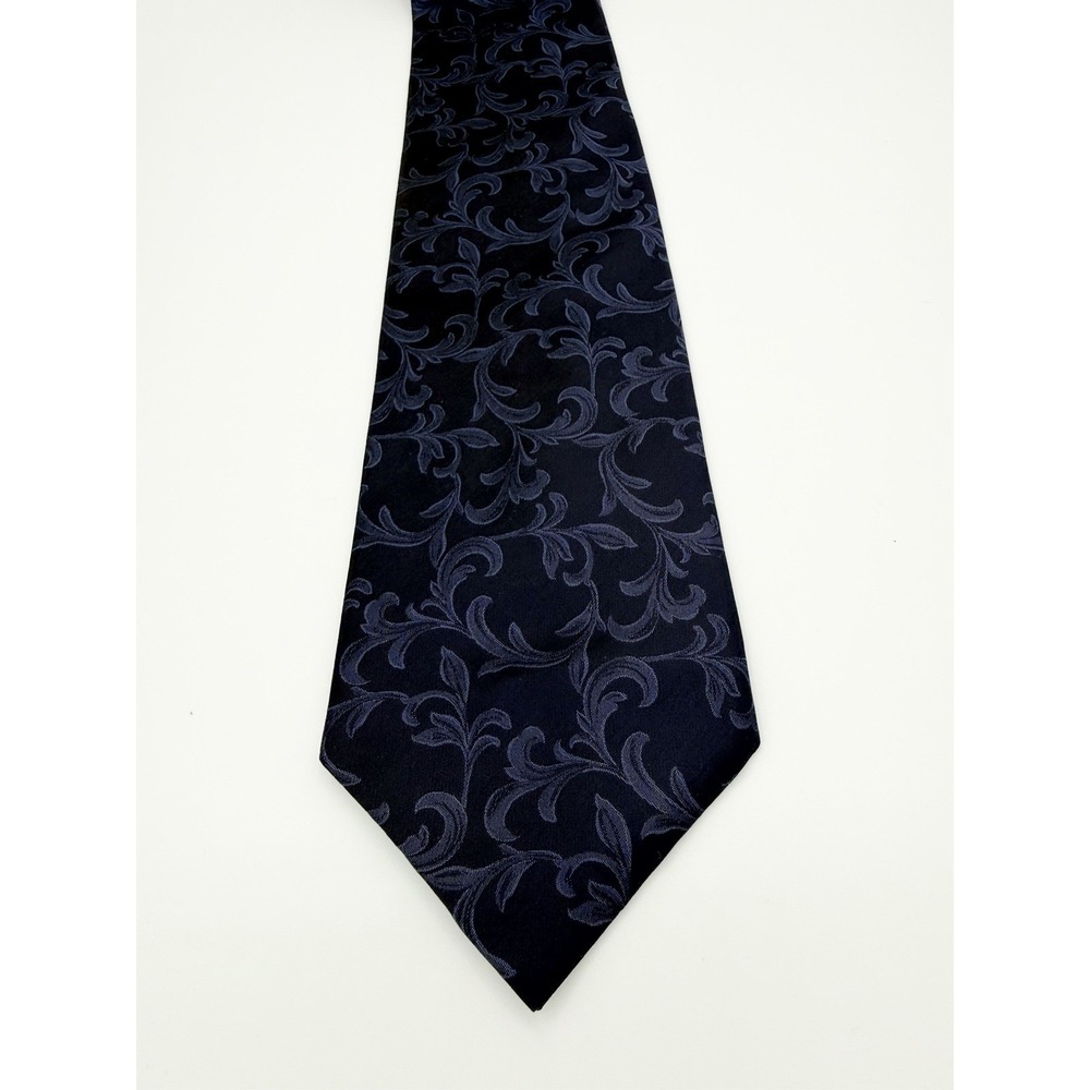 Stefano Milano 100% Silk Tie Navy Blue Paisley Floral Wide 59" x 4" Luxury Tie